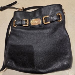 Michael Kors Black Crossbody Bag with Gold Accents Gently Used